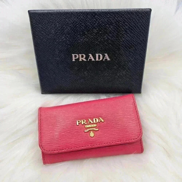 Prada Pink  saffiano leather key pouch - Picture 1 of 16